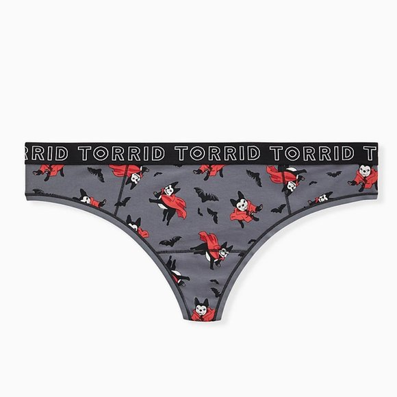 Torrid Panties 3X - Thong Panty Pugs Pups Vampire Bats Halloween Underwear Plus - Picture 1 of 3